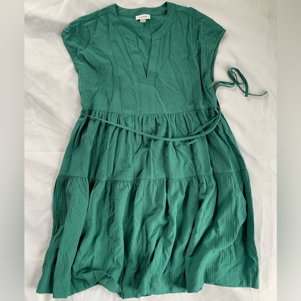 Calvin Klein Tiered Dress with Waist Tie - Worn Once